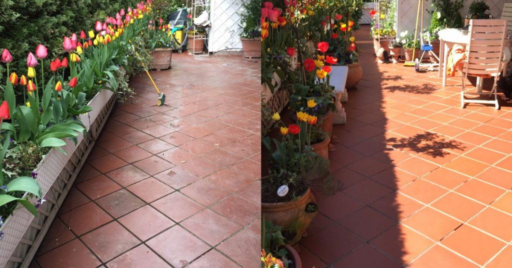 Wie reinige ich Terrassenplatten